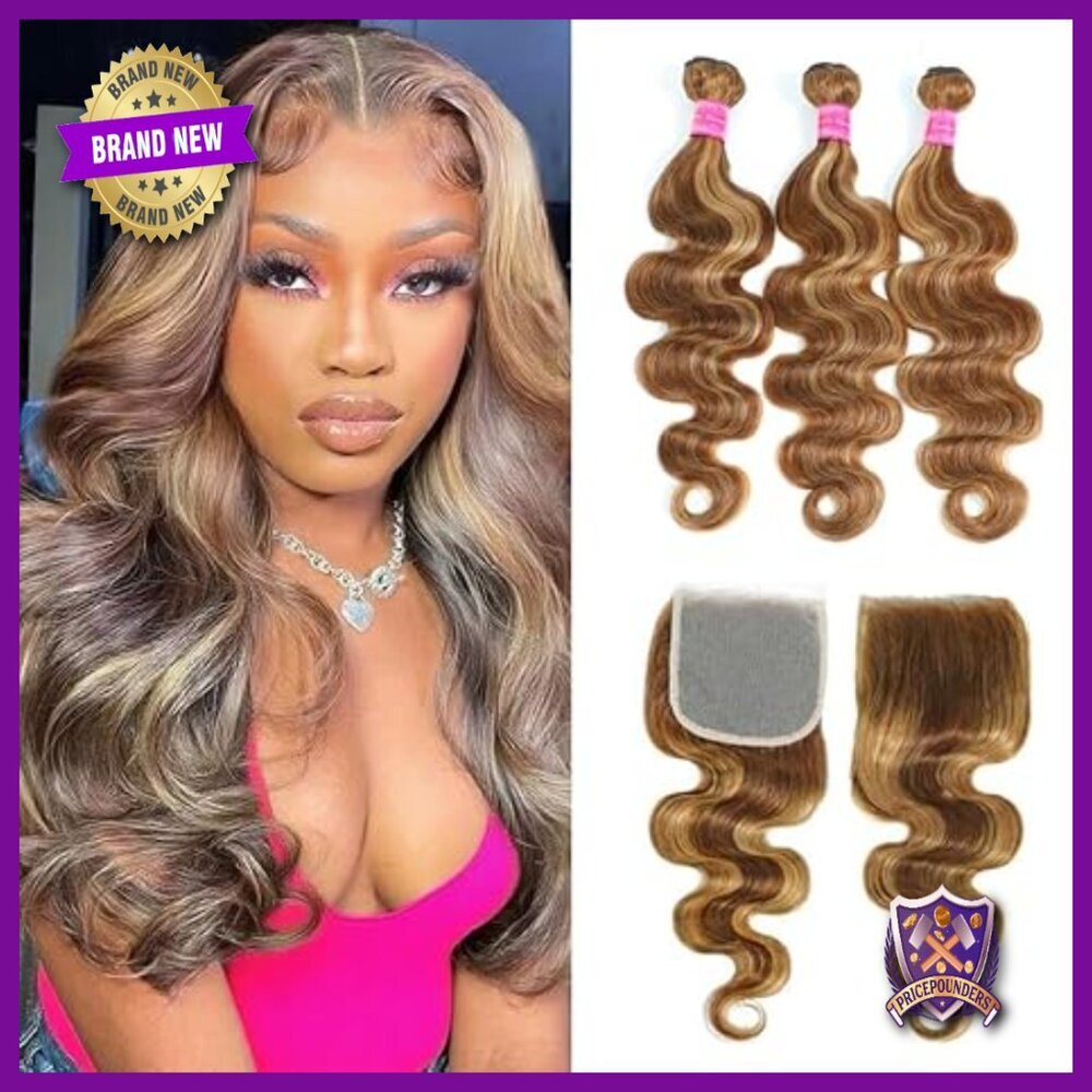 100% Brazilian Human Hair Body Wave Extensions with 5x5 Lace Closure